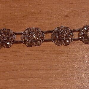 Vintage Silver Filigree 1930s Floral Bracelet